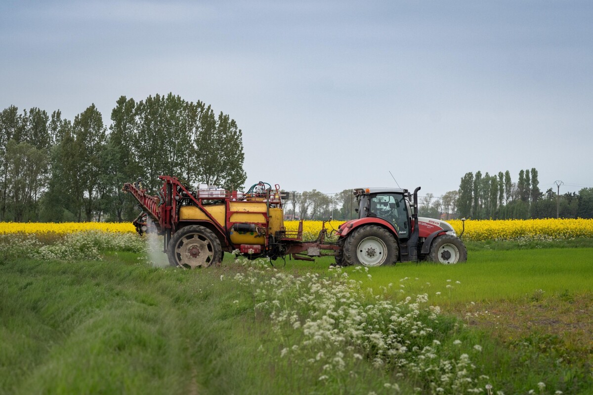Traktor på mark