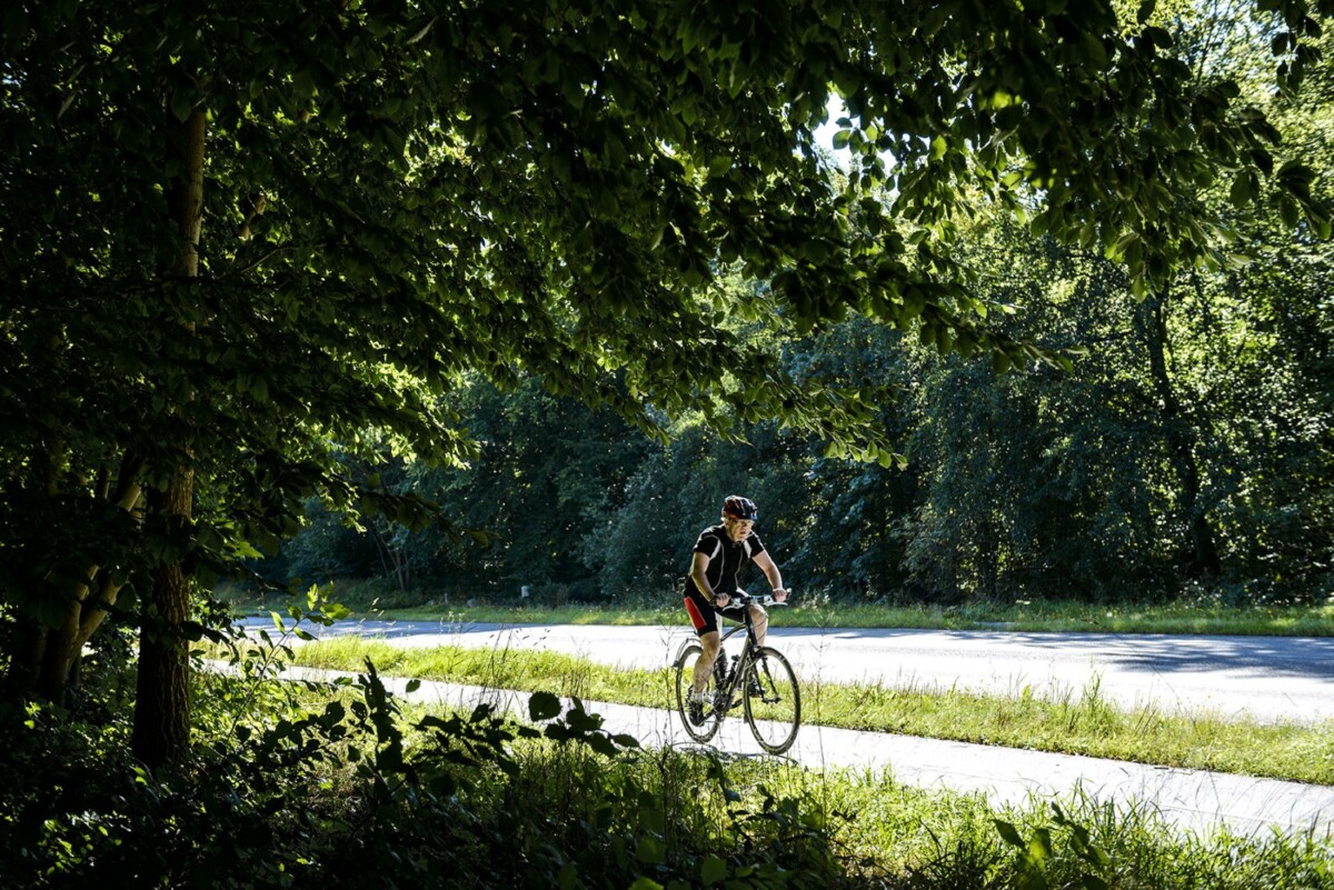 Mand på cykelsti. Foto: Supercykelstisamarbejdet, hovedstadsregionen