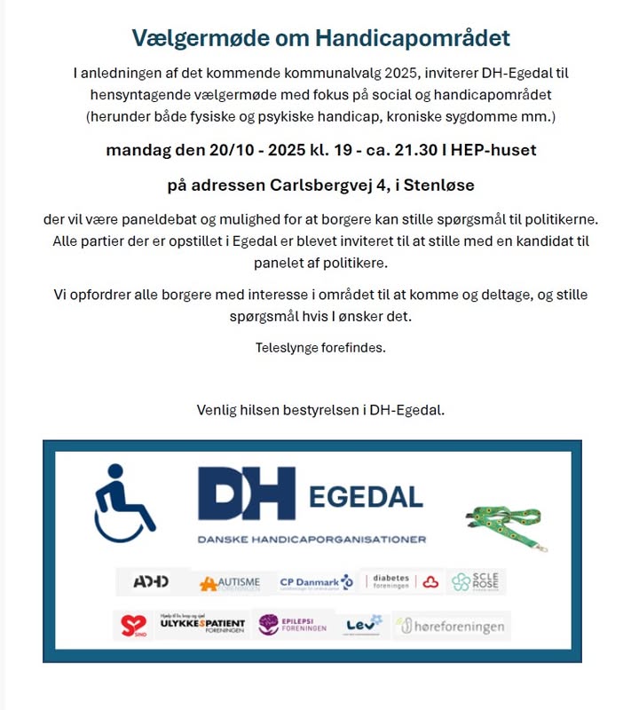 Invitation DH Egedal vælgermøde 2025