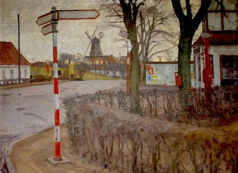 Thorvald Larsen-maleri 1942 Frederikssundsvej i Stenløse