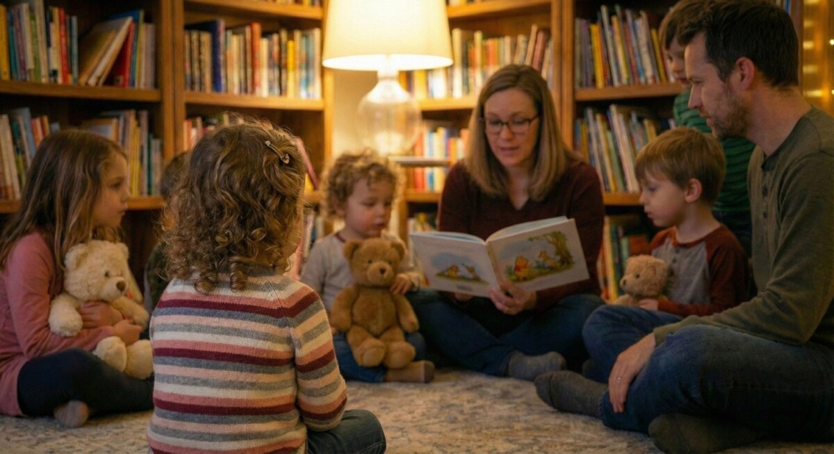 Højtlæsning børn voksne Grafik: Gemini / EgedalPosten